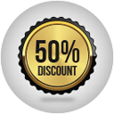50% 割引のシンボル